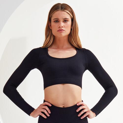 Women’s TriDri® ribbed seamless '3D Fit' crop top Thumbnail